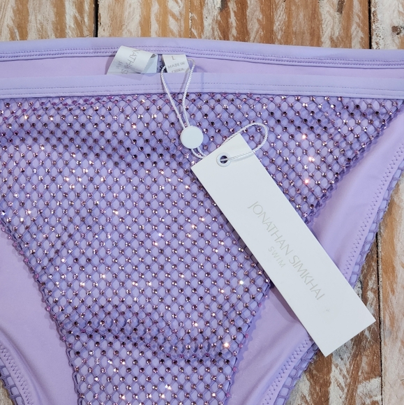 NWT Jonathan Simkhai Rhinestone Purple Moxie Bikini Bottoms L - Picture 6 of 8